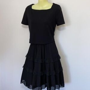 RED VALENTINO BLACK LACE LINED FIT AND FLARE COCKTAIL DRESS NWOT MED